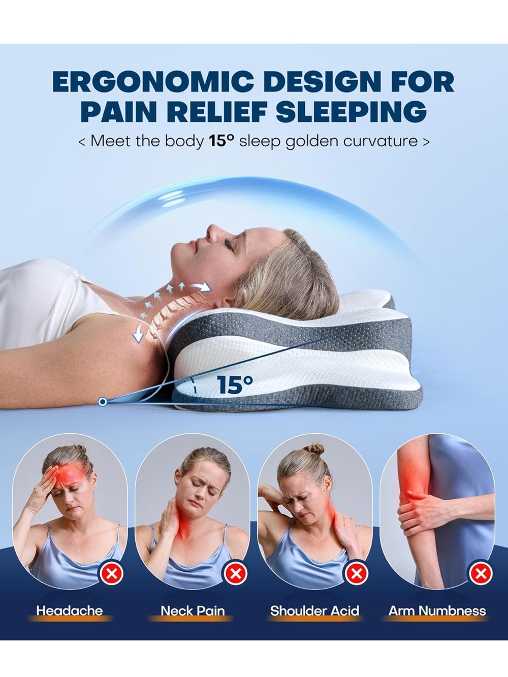 Cervical neck pillow - Picture 3 of 7